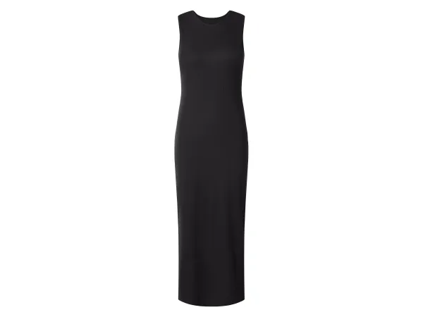 ESMARA® Dámske rebrované midi šaty (čierna, S (36/38))