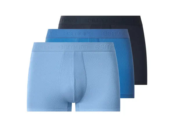 ESMARA MEN Pánske boxerky z dvojitého rebrovania, 3 ks. (navy modrá/tmavomodrá/bledomodrá, 5/M)