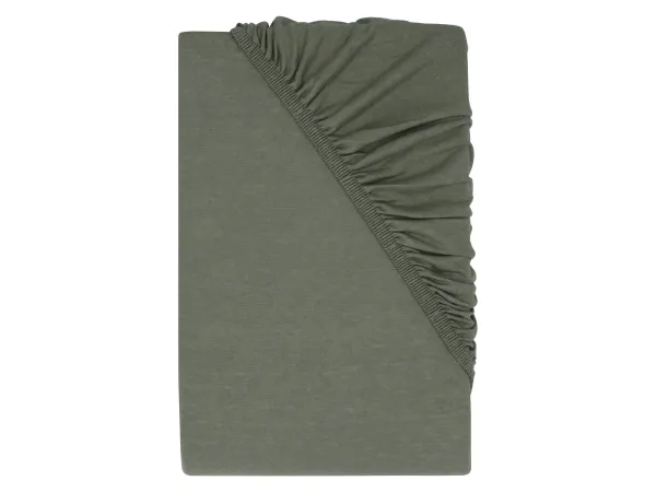 LIVARNO® Jersey napínacia plachta s ľanom, 90-100 x 200 cm (zelená)