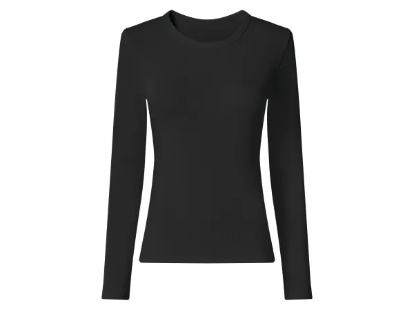 ESMARA® Dámske rebrované dlhopuzdrové tričko (čierna, L (44/46))
