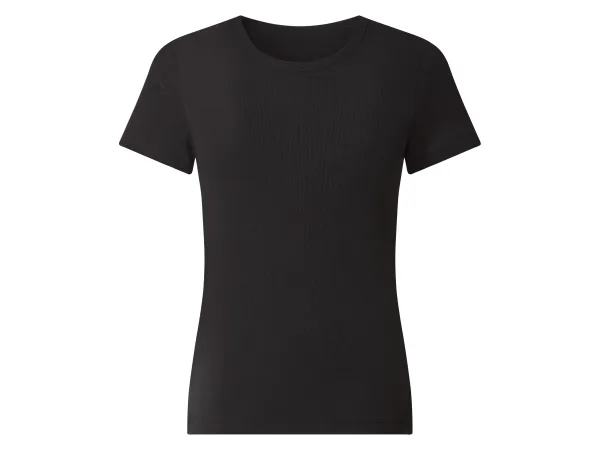 ESMARA® Dámske rebrované tričko (čierna, XL (48/50))