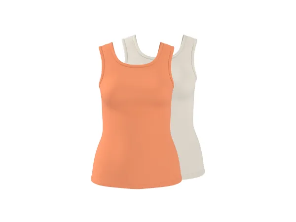 ESMARA® Dámske vrstvené topy, 2 ks. (biela/oranžová, S (36/38))