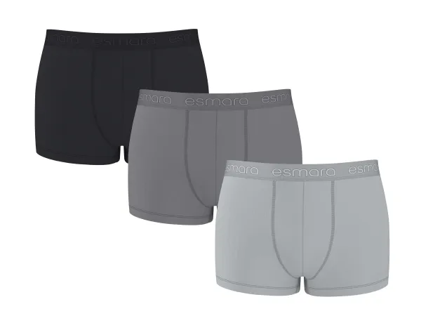 ESMARA MEN Pánske vrúbkované boxerky, 3 ks. (čierna/sivá, 6/L)