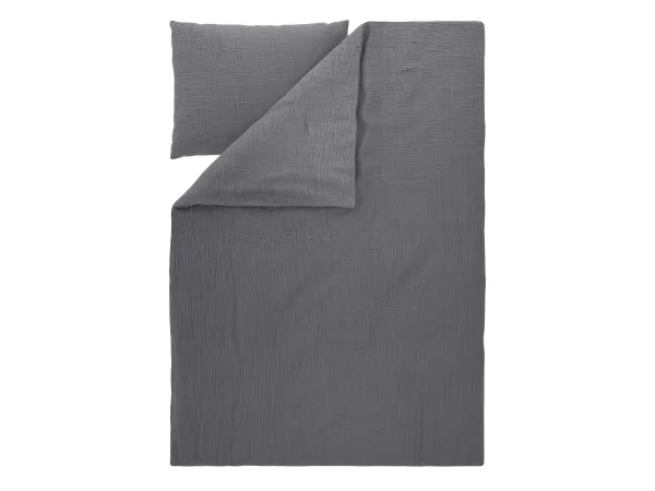 LIVARNO® Mušelínová posteľná bielizeň Premium, 140 x 200 cm (tmavosivá)