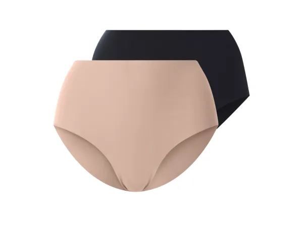 ESMARA® Dámske tvarovacie bezšvové nohavičky, 2 kusy (čierna/béžová, L (44/46))