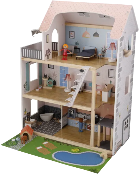 LUPILU® Drevený domček pre bábiky XXL