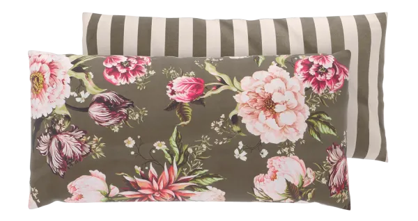 LIVARNO® Obliečky na vankúš zo saténového mikrovlákna, 40 x 80 cm, 2 kusy (kvety/zelená)
