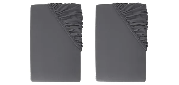 LIVARNO® Napínacia džersejová plachta, 90 - 100 x 200 cm, tmavosivá, 2 kusy