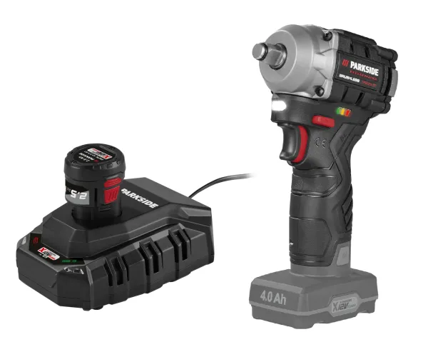 PARKSIDE PERFORMANCE® Aku rázový uťahovák PPDSSA 12 A1 + Akumulátor 12 V/2,5 Ah PAPK 12 2.5 B1 + Nabíjačka 6 A PLGK 12 6.0 B1