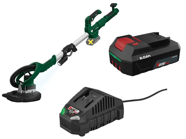 PARKSIDE® Aku nástenná a stropná brúska 20 V PWDSA 20-Li A1 + Akumulátor 20 V/2 Ah + Nabíjačka 20 V/2,4 A