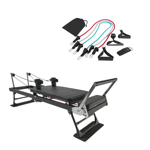 CRIVIT Pilates Reformer + Súprava fitnes pásov
