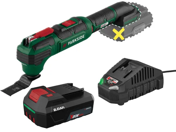 PARKSIDE® Aku multifunkčné náradie 20 V + Akumulátor 20 V/2 Ah + Nabíjačka 20 V/2,4 A