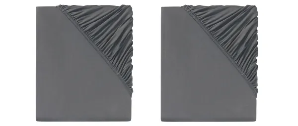 LIVARNO HOME Napínacia džersejová plachta, 90 – 100 x 200 cm, tmavosivá, 2 kusy