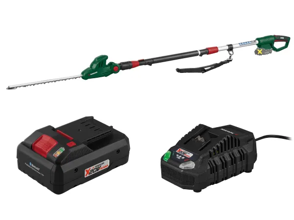PARKSIDE® Aku teleskopické nožnice na živý plot 20 V PATHS 20 A1 + Smart akumulátor 20 V/4 Ah + Rýchlonabíjačka 20 V/4,5 A