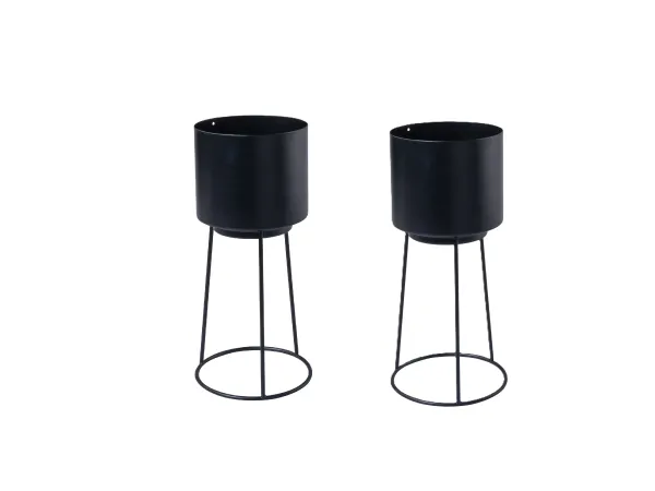 LIVARNO® Kvetináč s podstavcom, čierny, 14 cm, 2 kusy