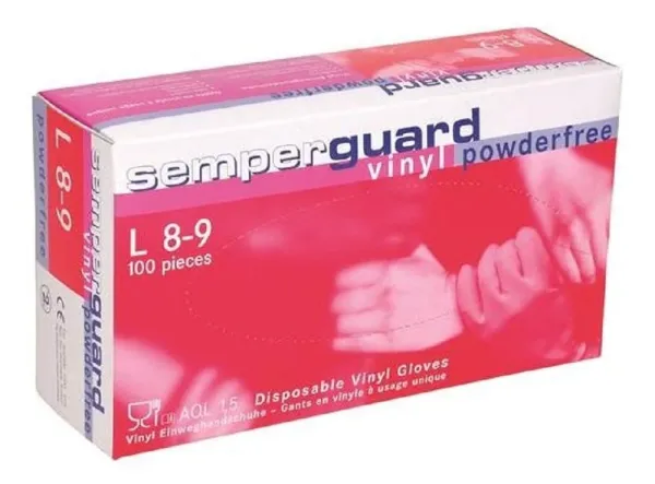 Semperguard VINYL Jednorazové vinylové rukavice 100 / 90 kusov, 10, Priehľadná