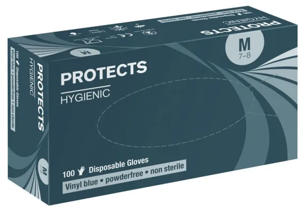 Sempermed PROTECTS HYGIENIC VINYL Jednorazové vinylové rukavice Modrá, 100 / 90 kusov, 8
