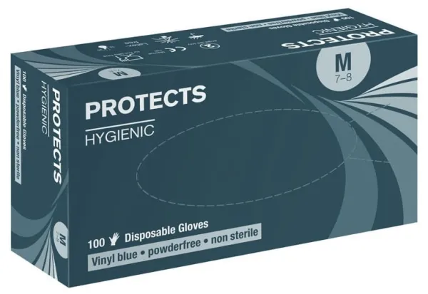 Sempermed PROTECTS HYGIENIC VINYL Jednorazové vinylové rukavice Modrá, 100 / 90 kusov, 10