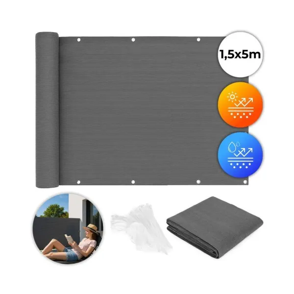 Tieniaci balkónový kryt v sivej farbe - 150x500 cm v akcii