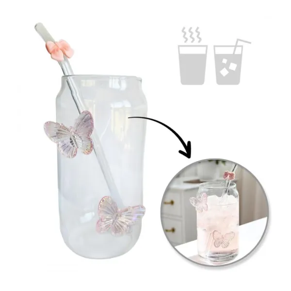 Vysoký pohár s ružovými motýľmi - 500 ml v akcii
