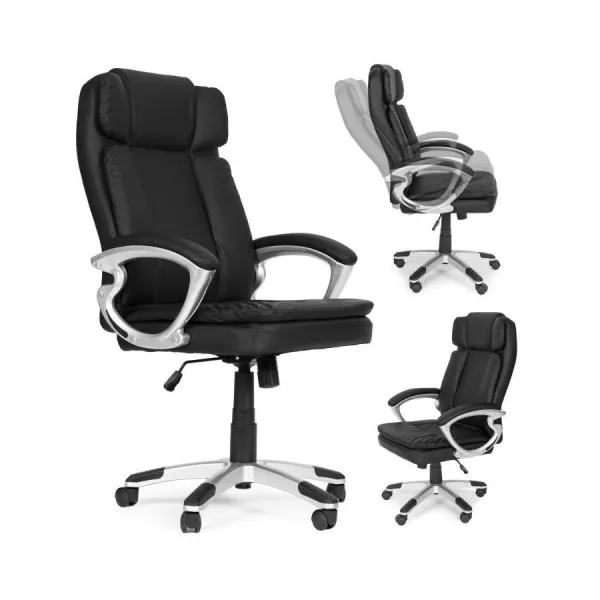 Ergonomická čierna stolička s dvojitým čalúnením v akcii