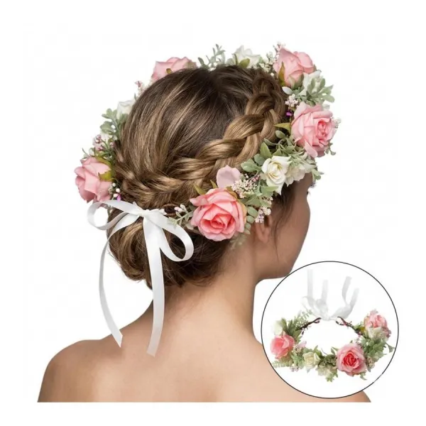 Boho venček do vlasov s kvetmi v akcii