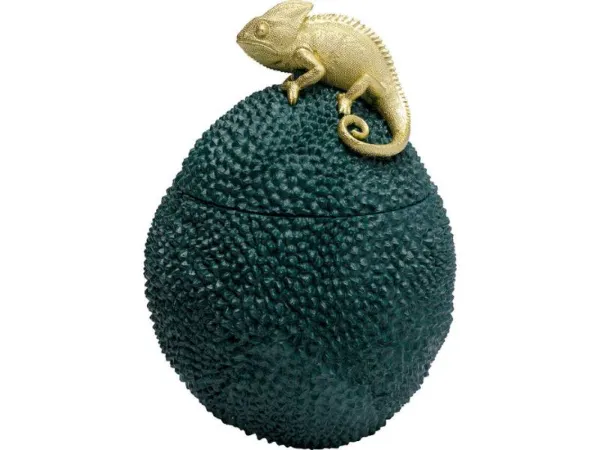 Chameleon dóza zelená/zlatá 34 cm