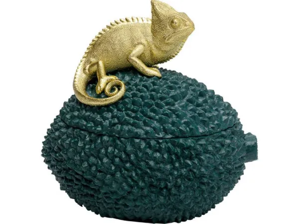 Chameleon dóza zelená/zlatá 20 cm