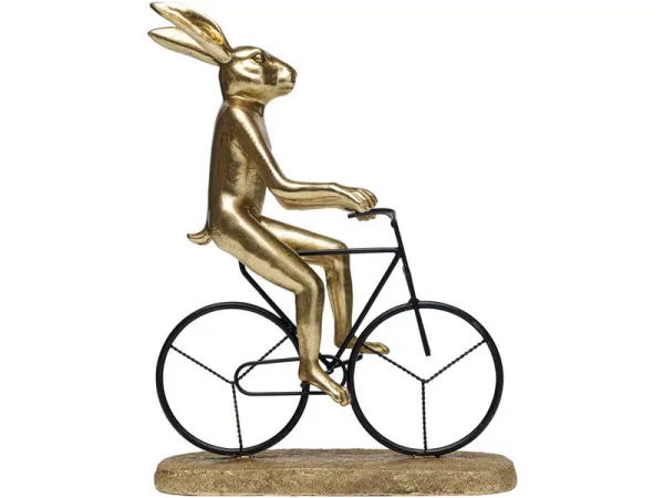 Cyclist Rabbit dekorácia 39 cm zlatá