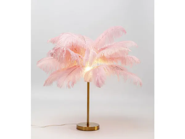 Feather Palm stolná lampa ružová 60 cm