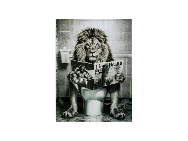 Bath Lion obraz sivý 80x60 cm