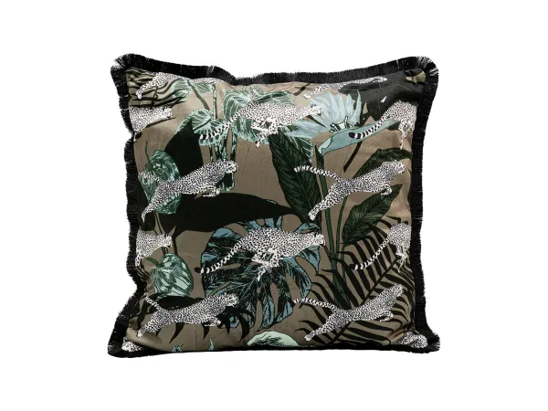 Jungle Leafs vankúš sivý 45x45 cm