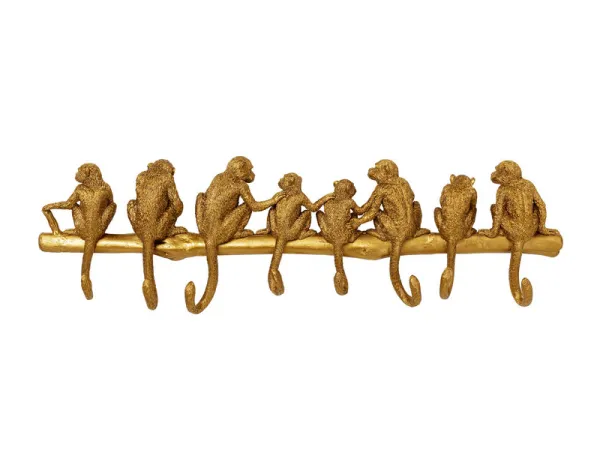 Monkey nástenný vešiak zlatý 70 cm