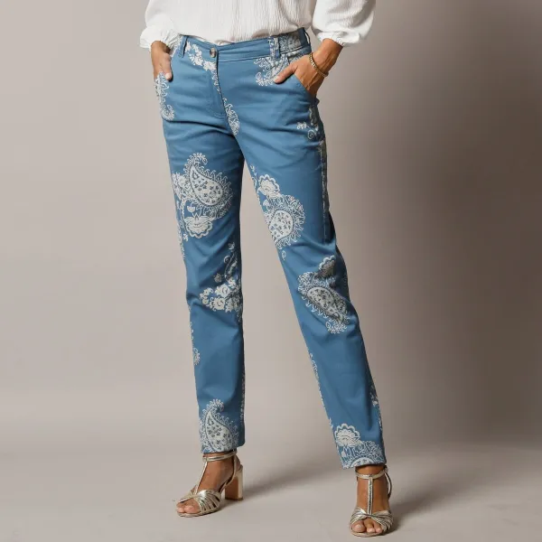 Chino nohavice s paisley potlačou