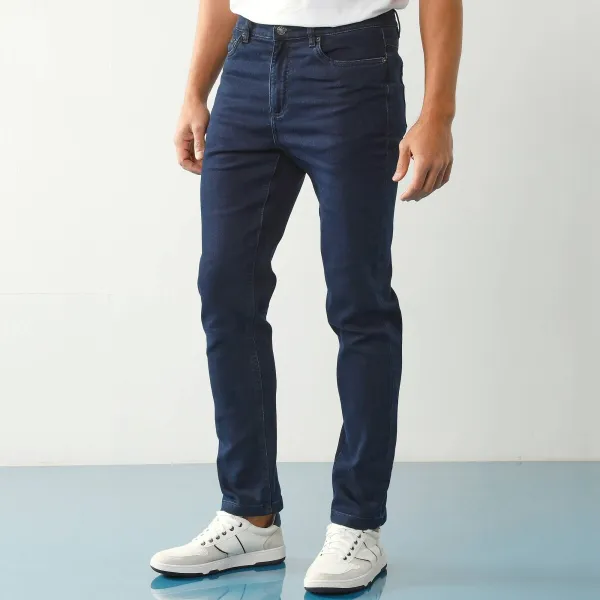 Rovné džínsy pre nižšiu postavu s 5 vreckami zo strečového denimu, pre vyššiu postavu