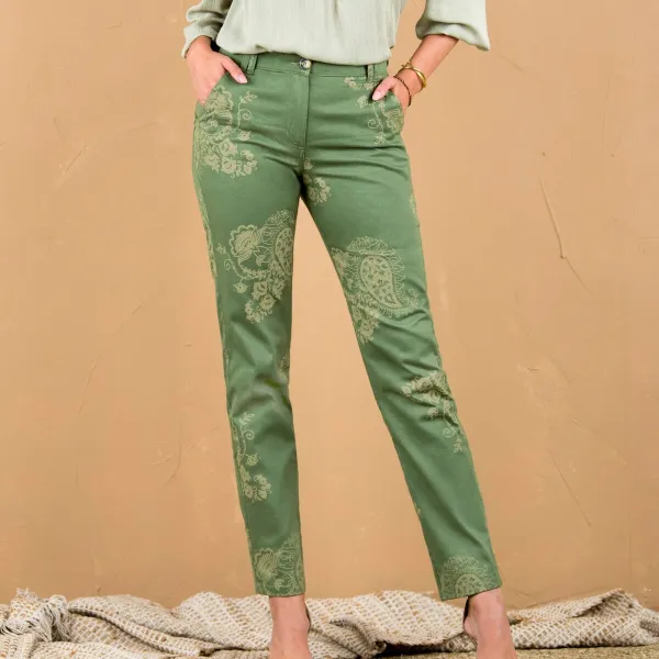 Chino nohavice s paisley potlačou