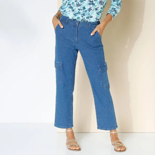 7/8 cargo nohavice zo strečového denimu