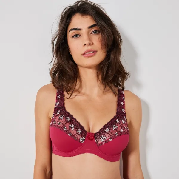 Polovystužená podprsenka Caminata zn. Confidence Lingerie® z mikrovlákna s výšivkou, s kosticami