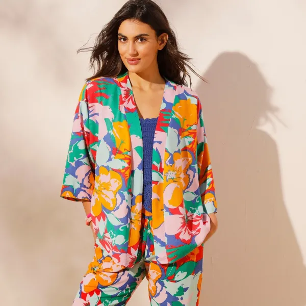 Kimono s potlačou kvetín