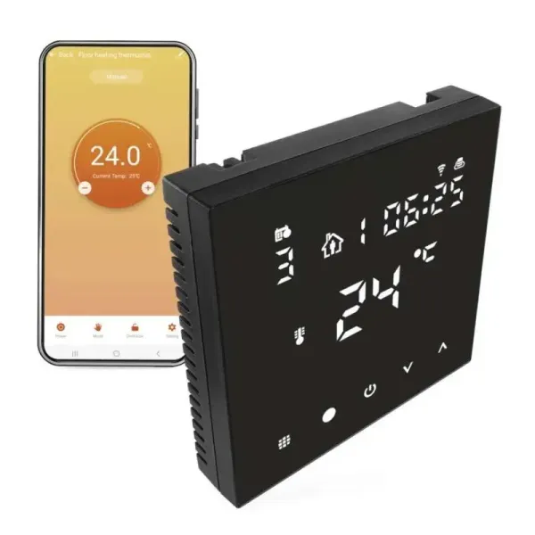 GoSmart Digitálny izbový termostat pre podlahové kúrenie P56201UF s wifi čierne sklo