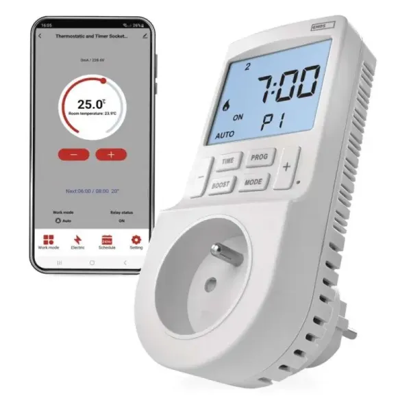 GoSmart Termostat do zásuvky s funkciou digitálneho časovača 2v1 s WiFi (EMOS)