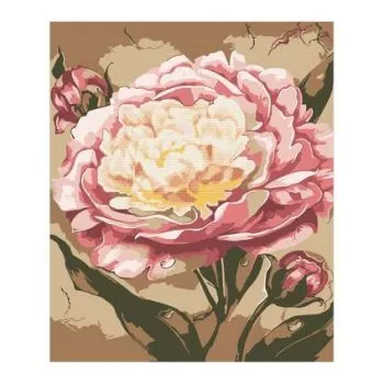 Diamantová mozaika Pivonka s akrylovými farbami + maľovanie na plátne podľa čísel 2v1, 40x50cm