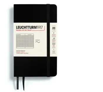 Zápisník LEUCHTTURM1917 Softcover Pocket (A6) Black, 123 p., štvorcový
