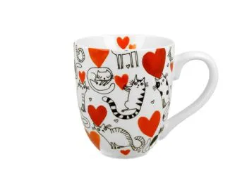 Porcelánový jumbo hrnček XXL Mačky a srdiečka 1000 ml