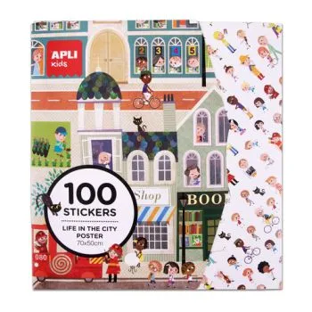 APLI Veľký plagát so 100 nálepkami Mesto - APLI