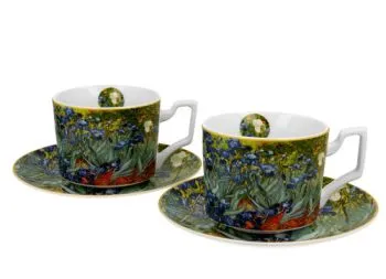 Sada dvoch luxusných šálok s podšálkou Vincent Van Gogh - Irises 270 ml