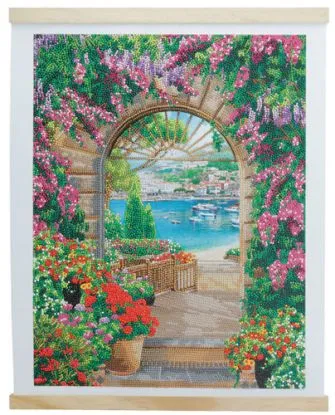 Obraz v lištách Okno do raja (35x45 cm) vykladanie z diamantov