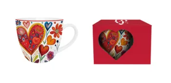 Porcelánový hrnček Farebné srdcia veľké 460 ml