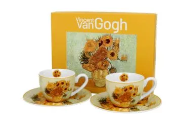 Sada dvoch espresso šálok s podšálkou Vincent Van Gogh - Sunflowers 110 ml
