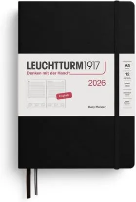 Denný plánovač Medium (A5) 2026, Black, English